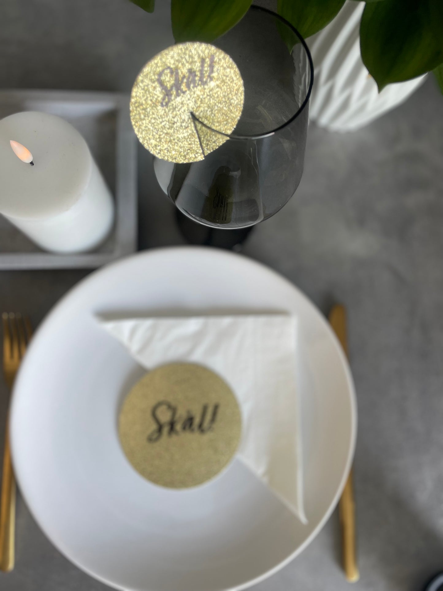 Coaster gull glitter "Skål!"