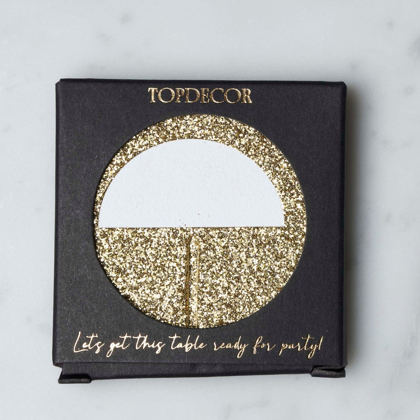 Toppdekor Gull glitter "Bordkort"