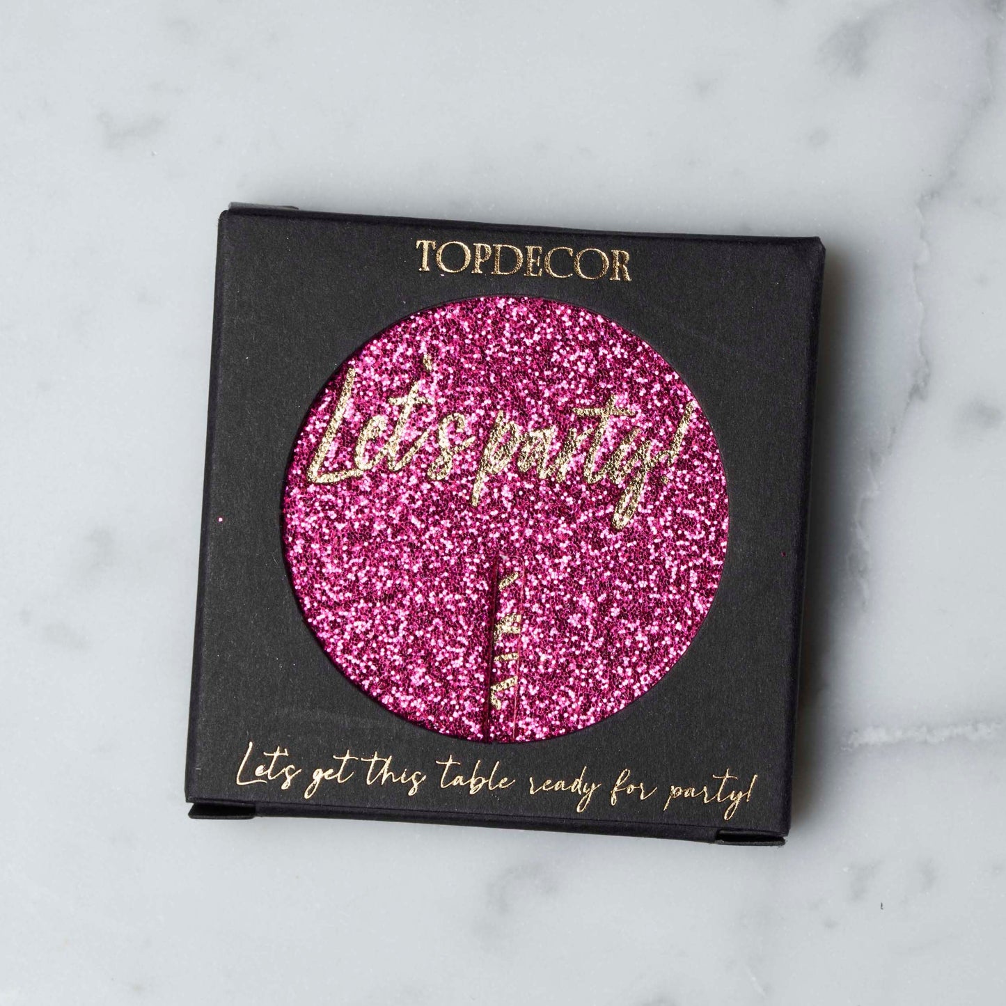 Toppdekor Rosa glitter "Lets Party"