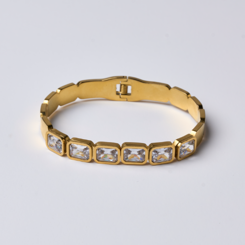 Cuff Bangle - gull med stener