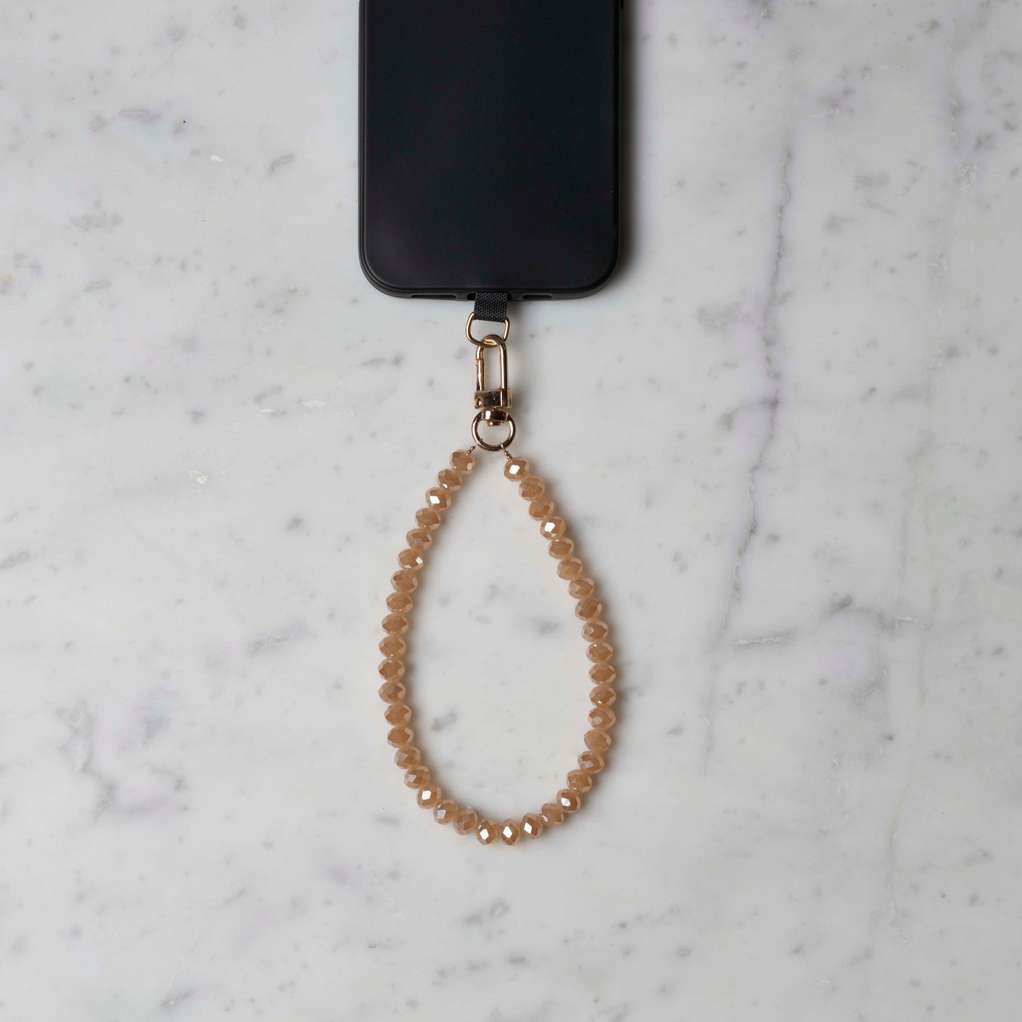 Mobilstropp - Glassperler kort, beige