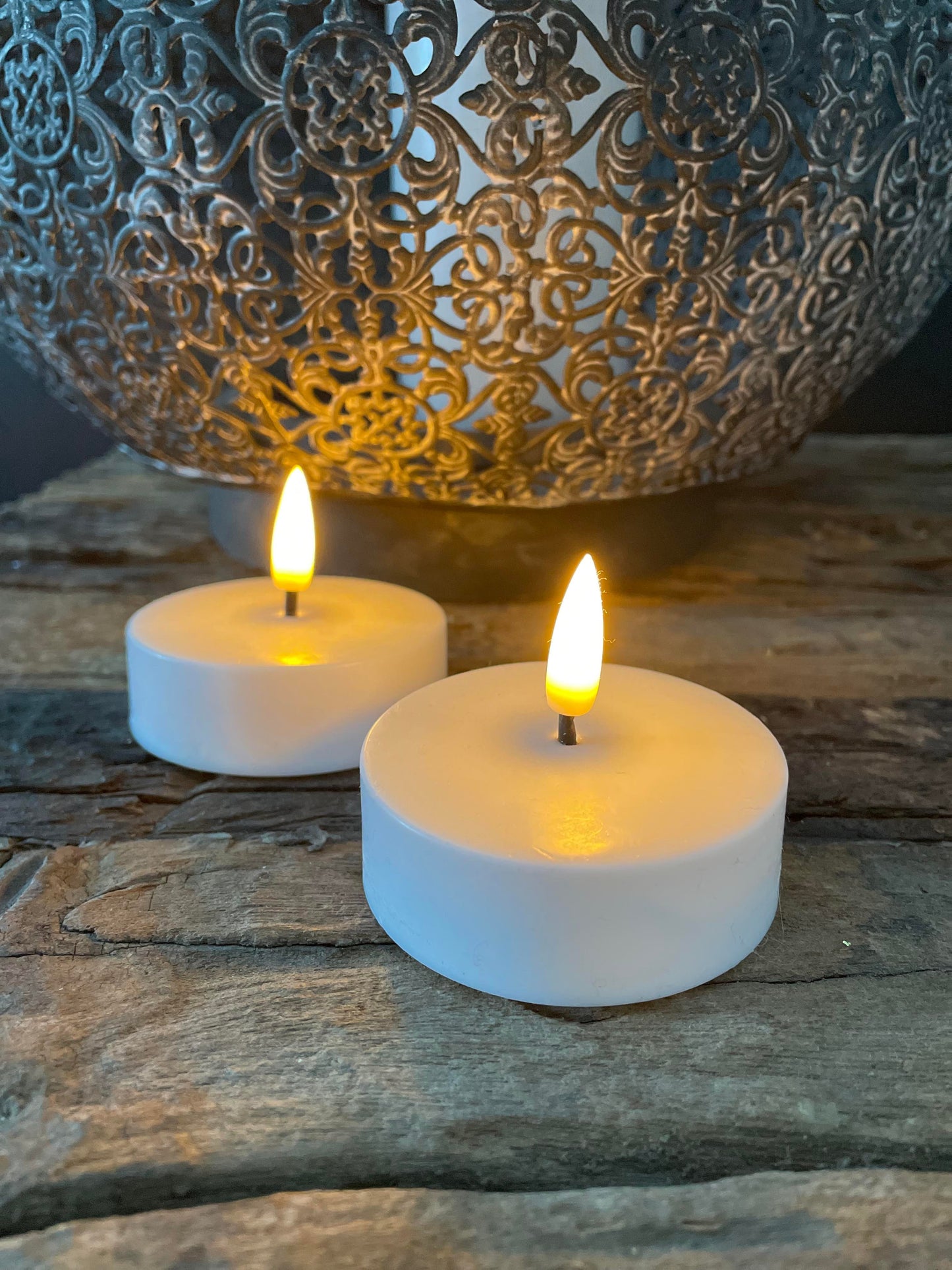 Store LED Telys med 3D flamme - 2 stk