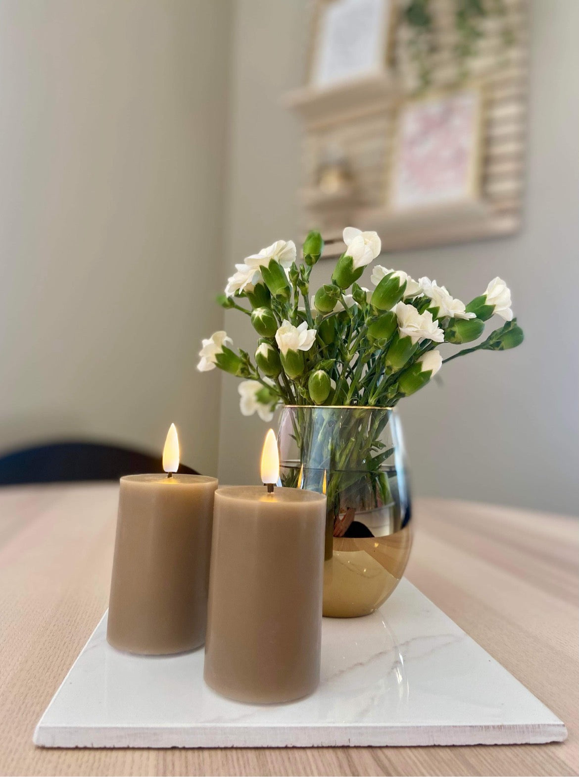 Naturtro LED-kubbelys, beige 5 x 7,5 cm