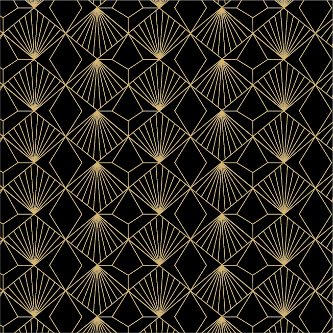 3-lags Sort serviett med gull mønster