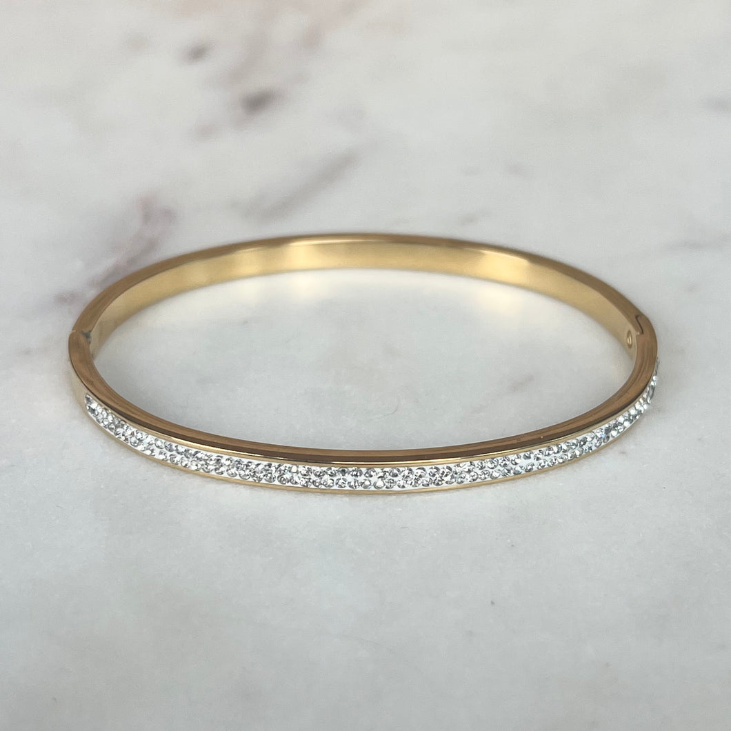 Bangle, ovalt armbånd - Glitter, gull