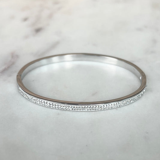Bangle, ovalt armbånd - Sølv - Glitter