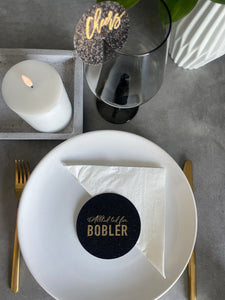 Coaster sort glitter "Alltid tid for bobler"