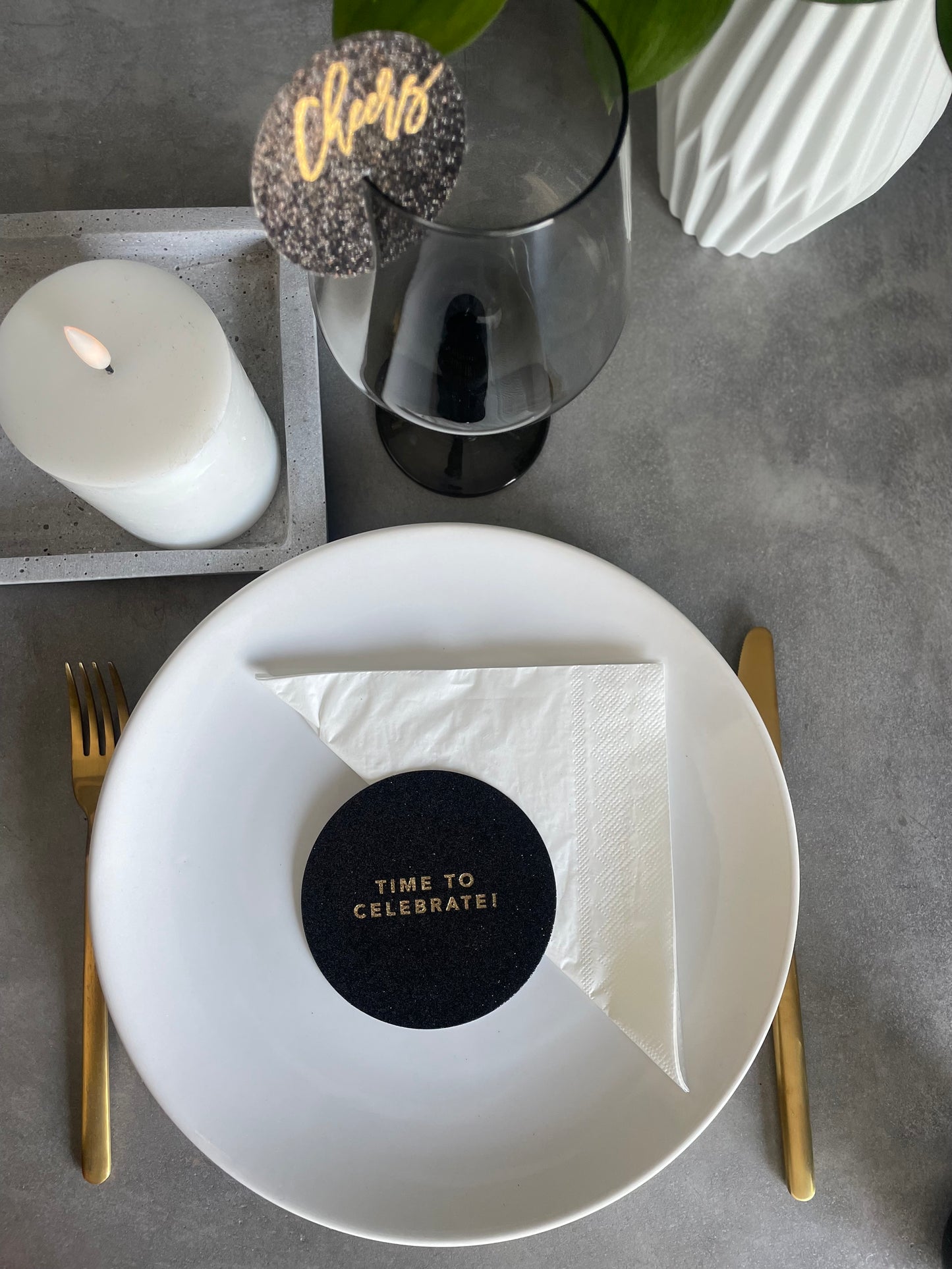 Coaster sort glitter "Time to celebrate"