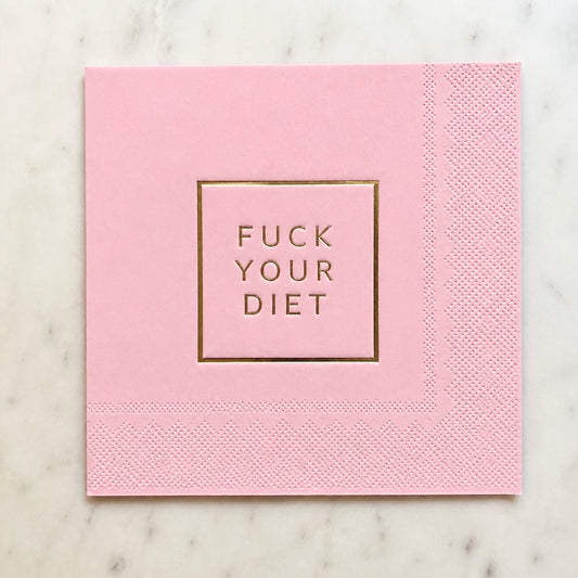 3-lags rosa serviett med gull tekst - Fuck your diet