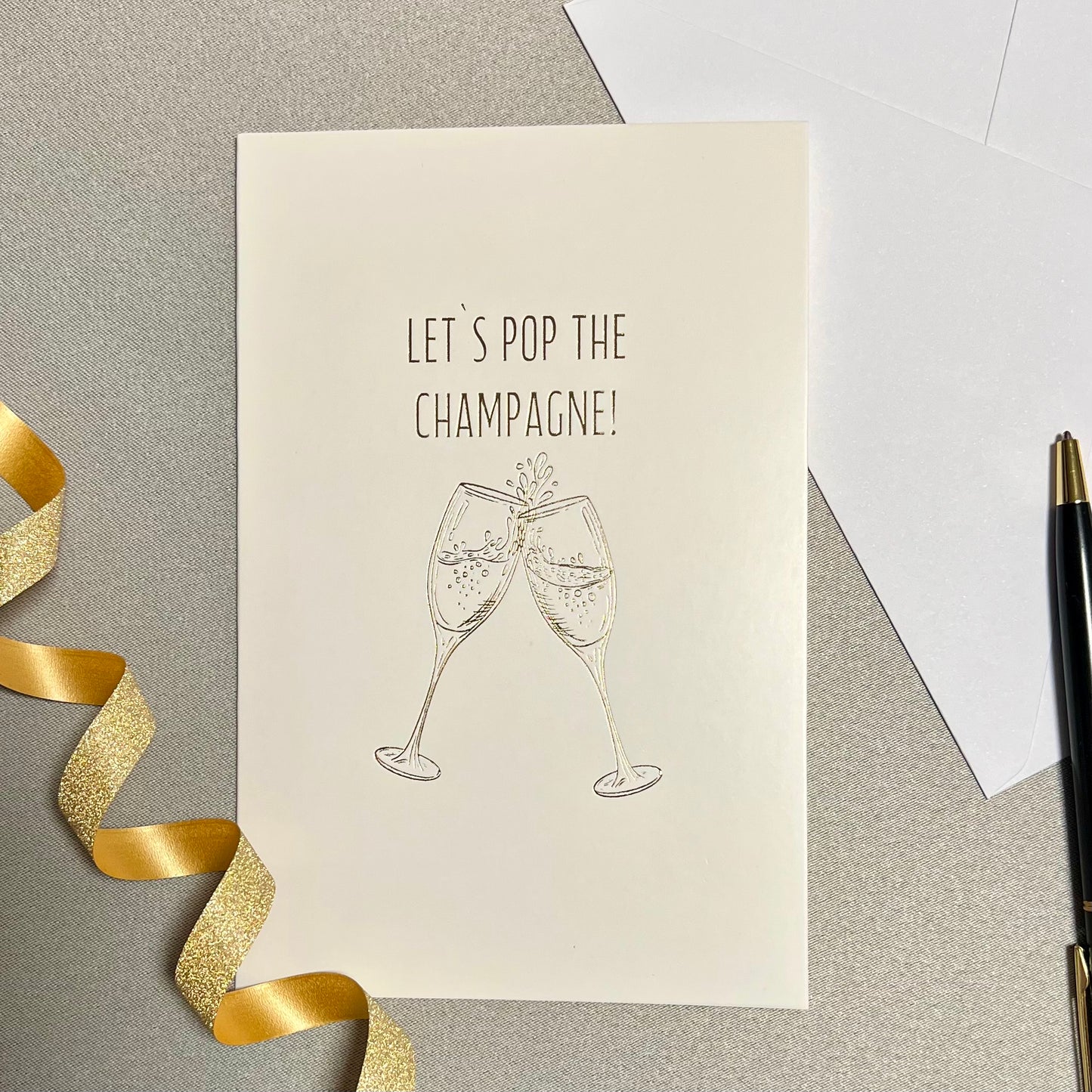 Gratulasjonskort "Pop the Champagne"
