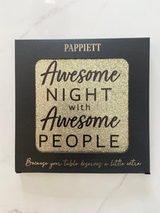 Pappiett gull glitter "Awesome night with awesome people"