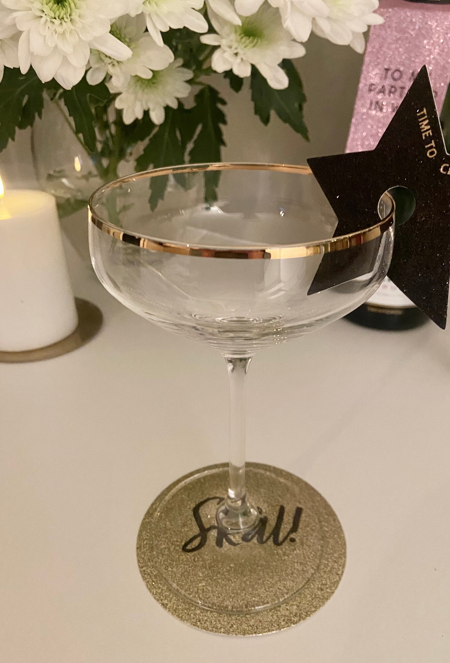 Coaster gull glitter "Skål!"