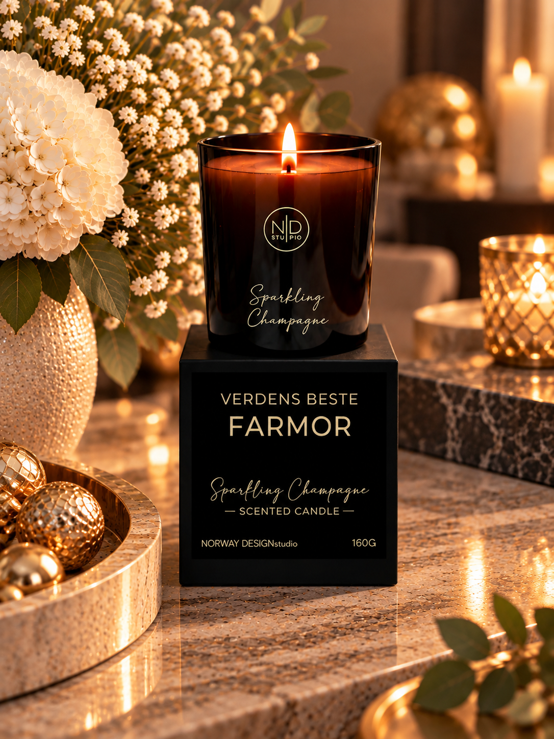 Duftlys – Verdens beste farmor – Sparkling Champagne
