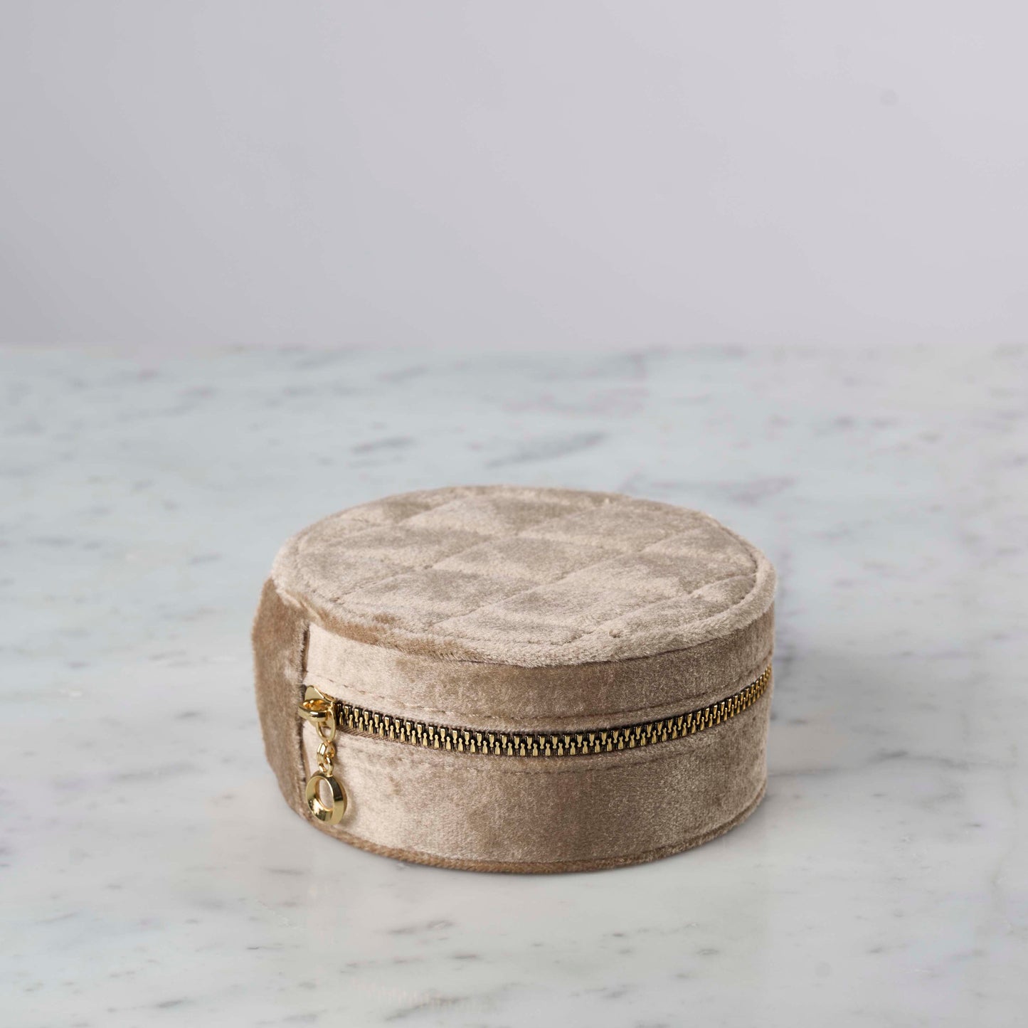 Smykkeskrin velour - rundt, beige