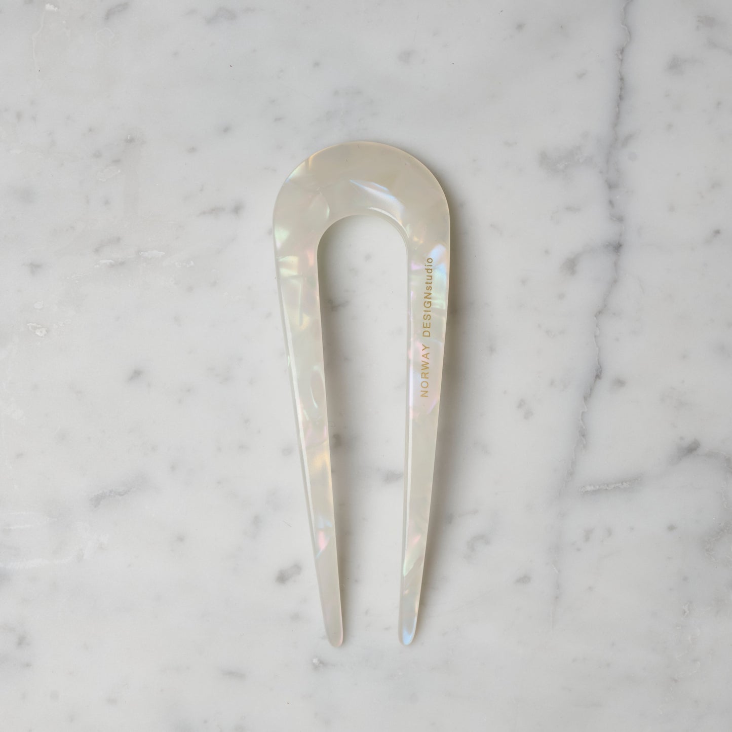 Hårpinne dobbel - stor - Pearl