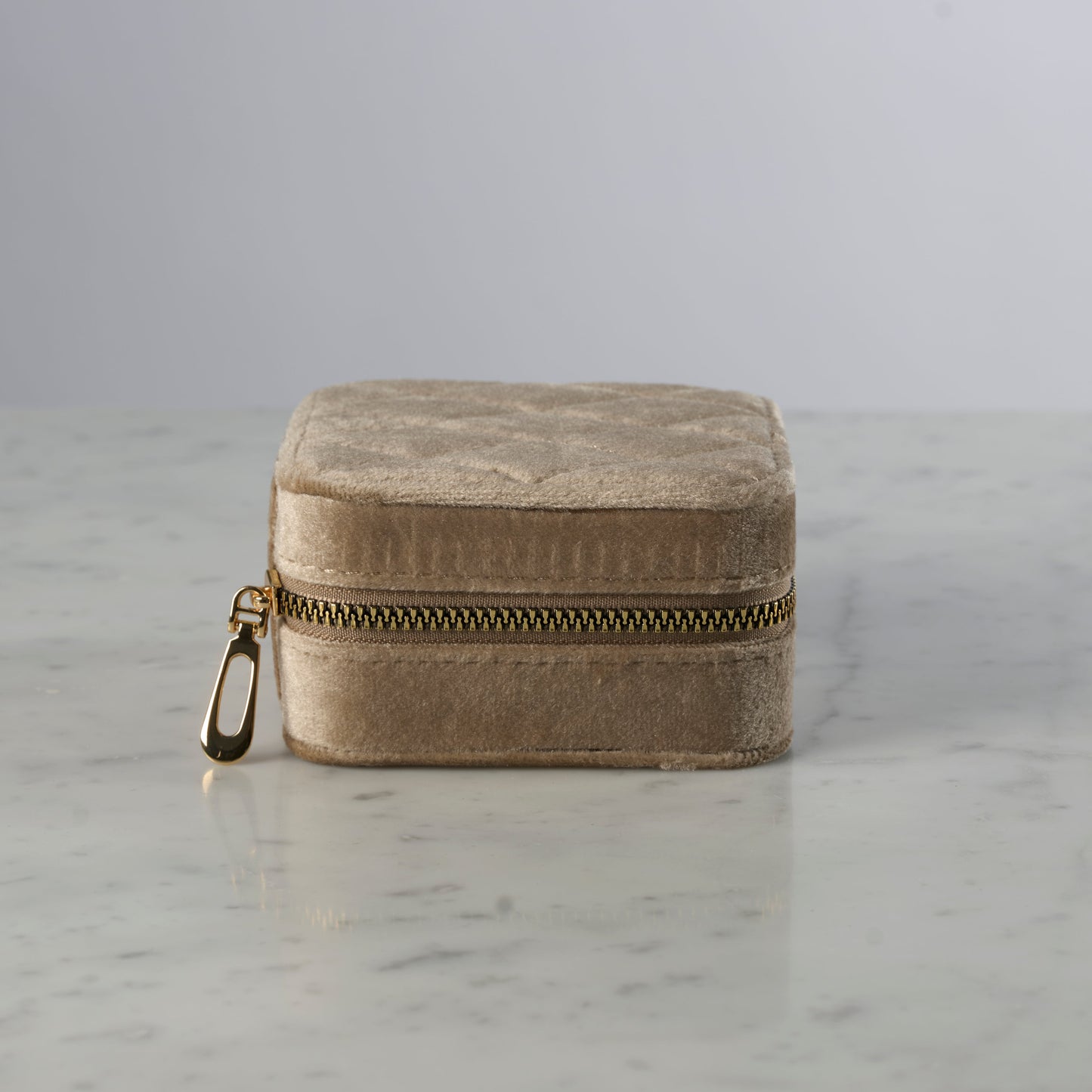 Smykkeskrin velour - firkantet, beige