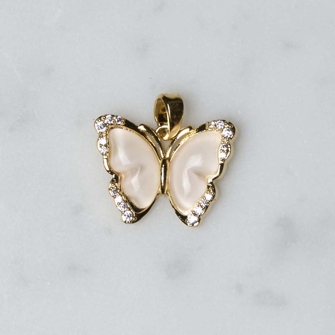 Charm - Sommerfugl hvit perlemor