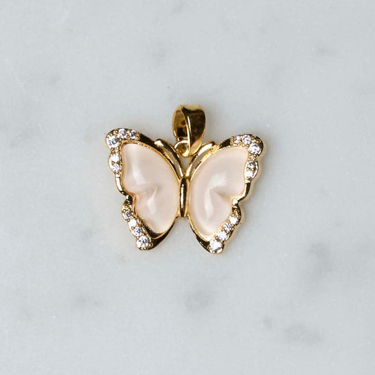 Charm - Sommerfugl hvit perlemor