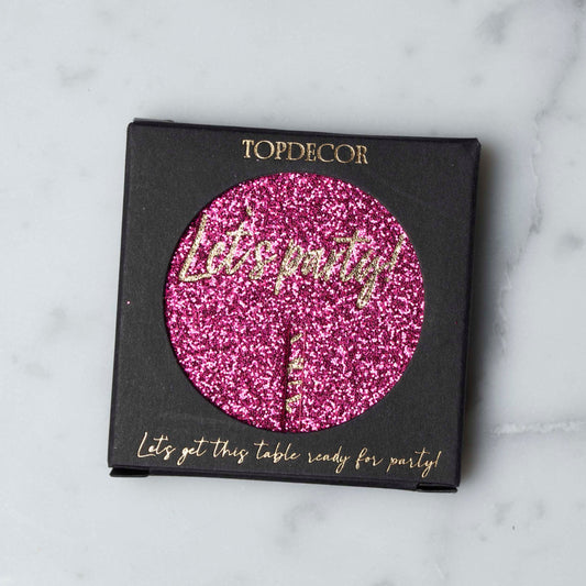 Toppdekor Rosa glitter "Lets Party"