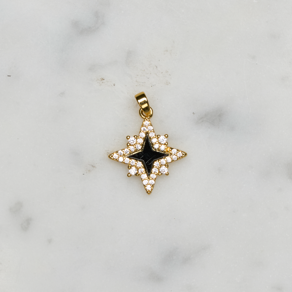 Charm - Sort Stjerne med stener