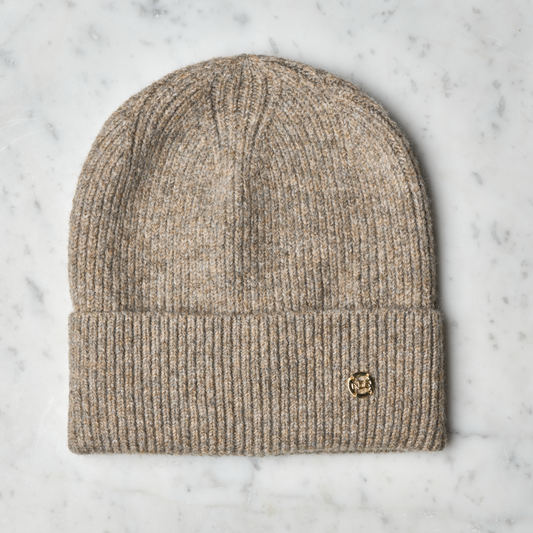 Strikket lue, Mocca, brunmelert