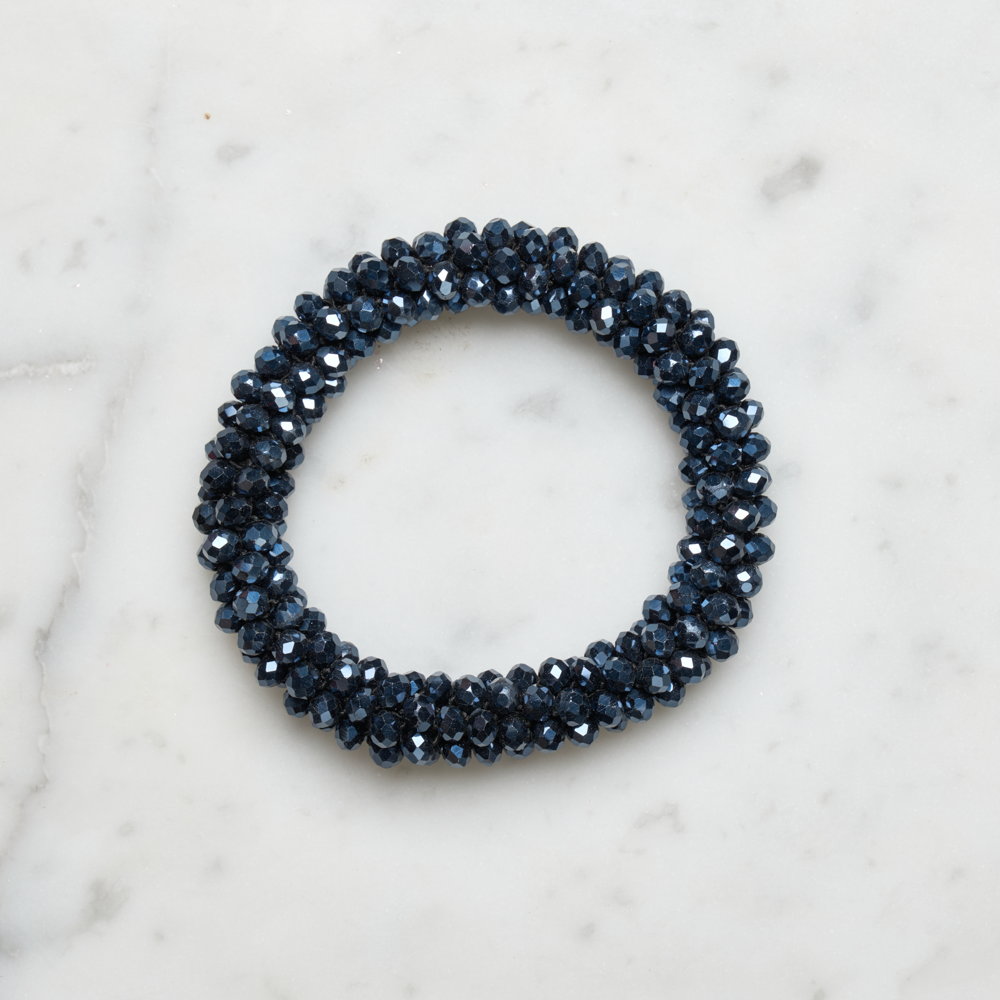 Glitter Hårstrikk - Mørk Blå