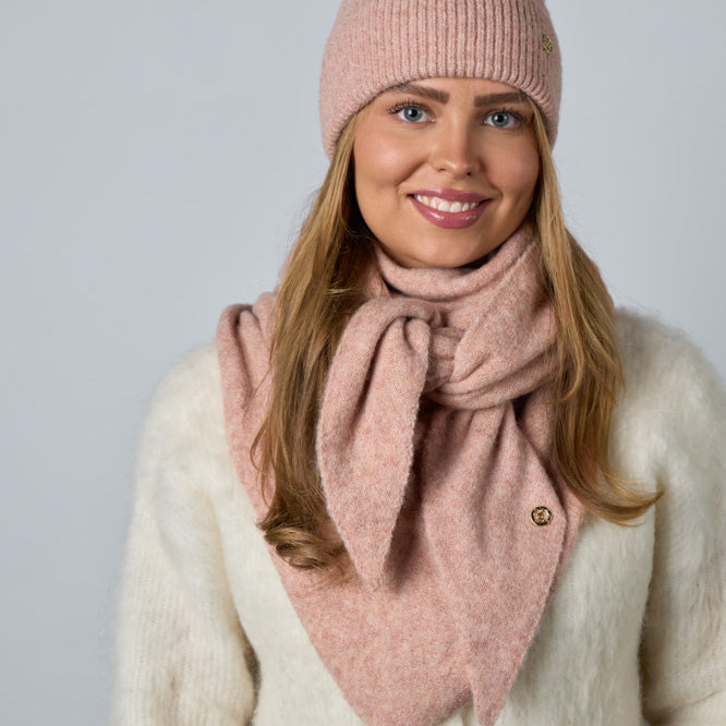 Strikket trekantskjerf, Rosa melert