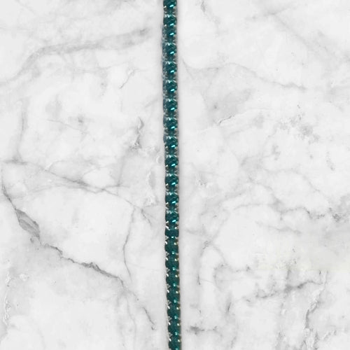 Elastisk armbånd med zirkonstener - Grønne stener, Gull