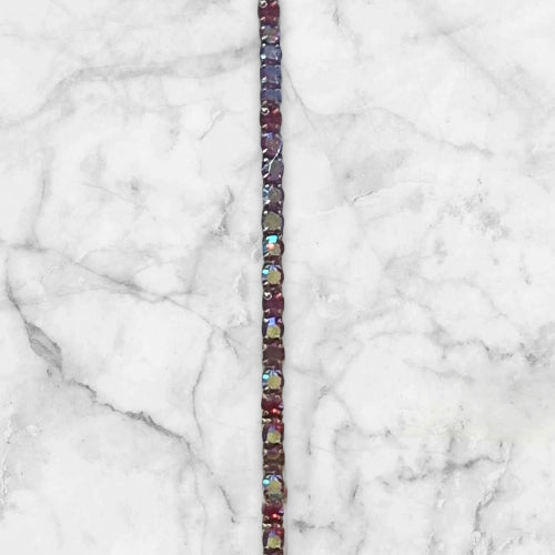 Elastisk armbånd med zirkonstener - Mørk rosa, multifargende stener, Gull