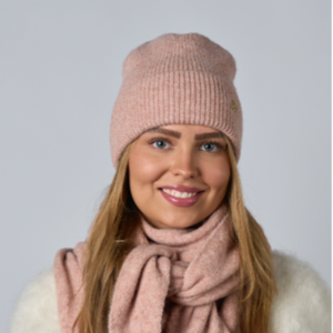 Strikket lue, Rosa melert