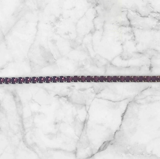 Elastisk armbånd med zirkonstener - Mørk Rosa stener, Gull