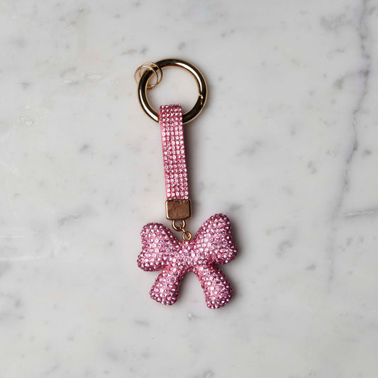 Veskepynt - Glittersløyfe- rosa