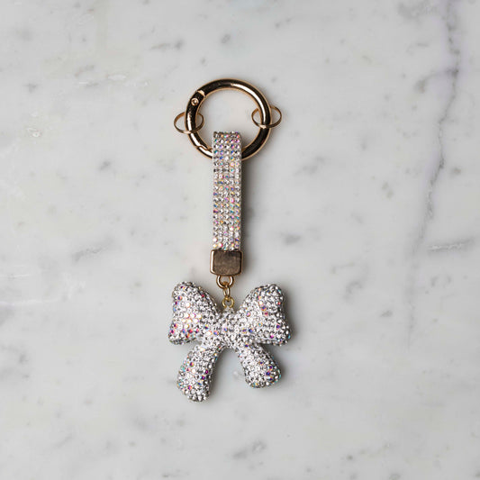 Veskepynt - Glittersløyfe- sølv