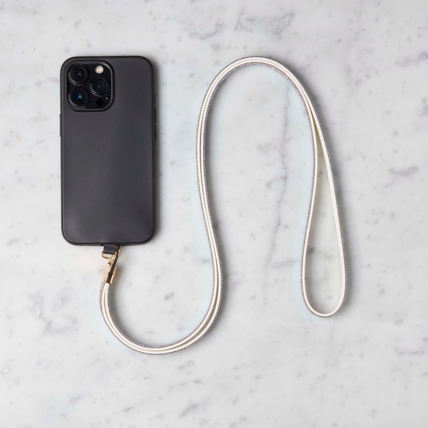 Mobilstropp - Glitter sølv, lang