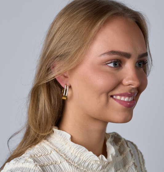 Øredobber - dobbelt ringer zirkoner store