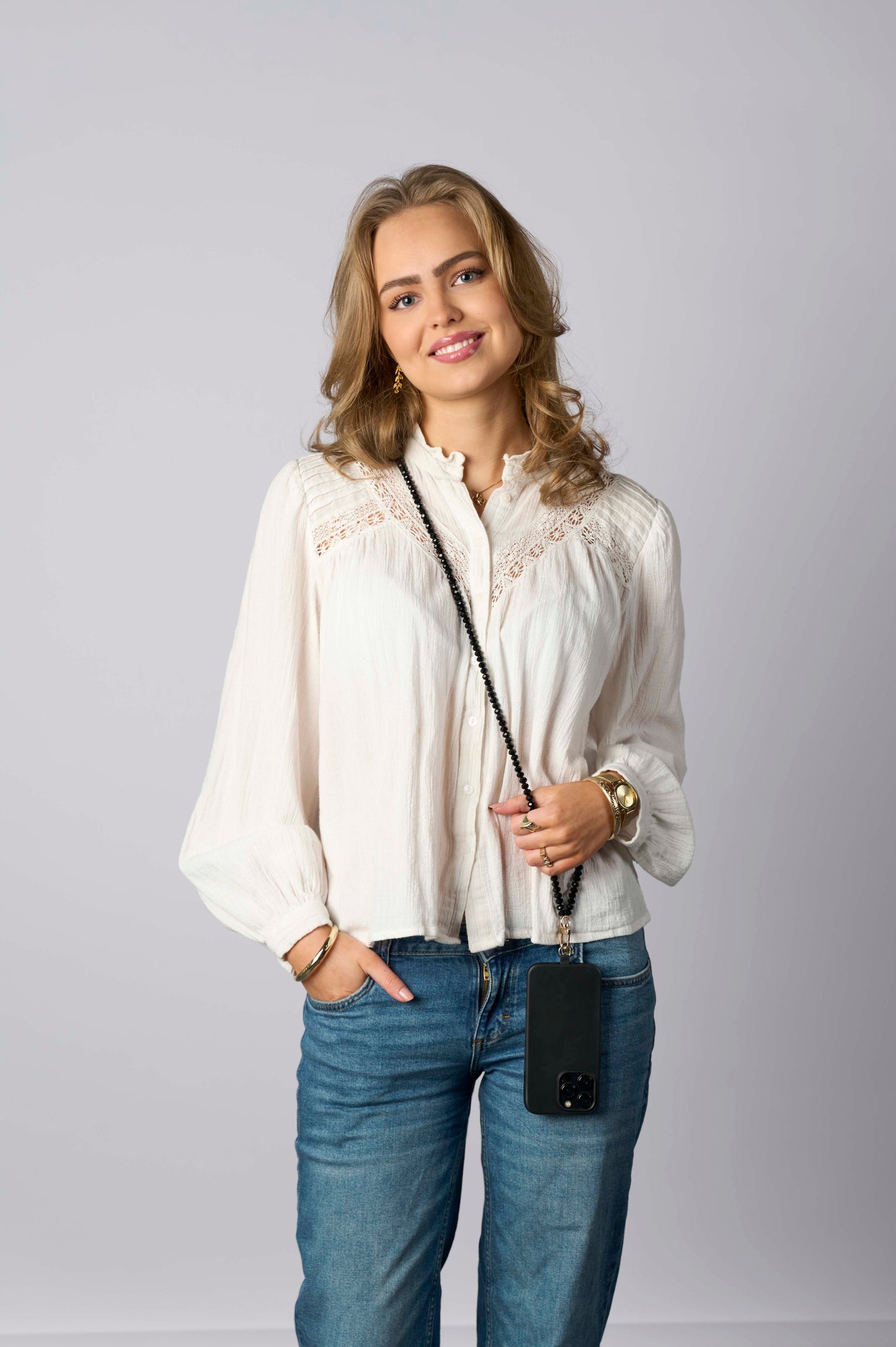 Mobilstropp - Glassperler lang sort