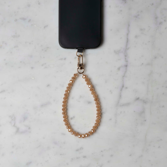 Mobilstropp - Glassperler kort, beige