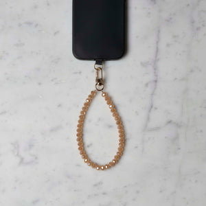 Mobilstropp - Glassperler kort, beige