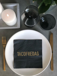 3-lags sort serviett med gull tekst - Tacofredag