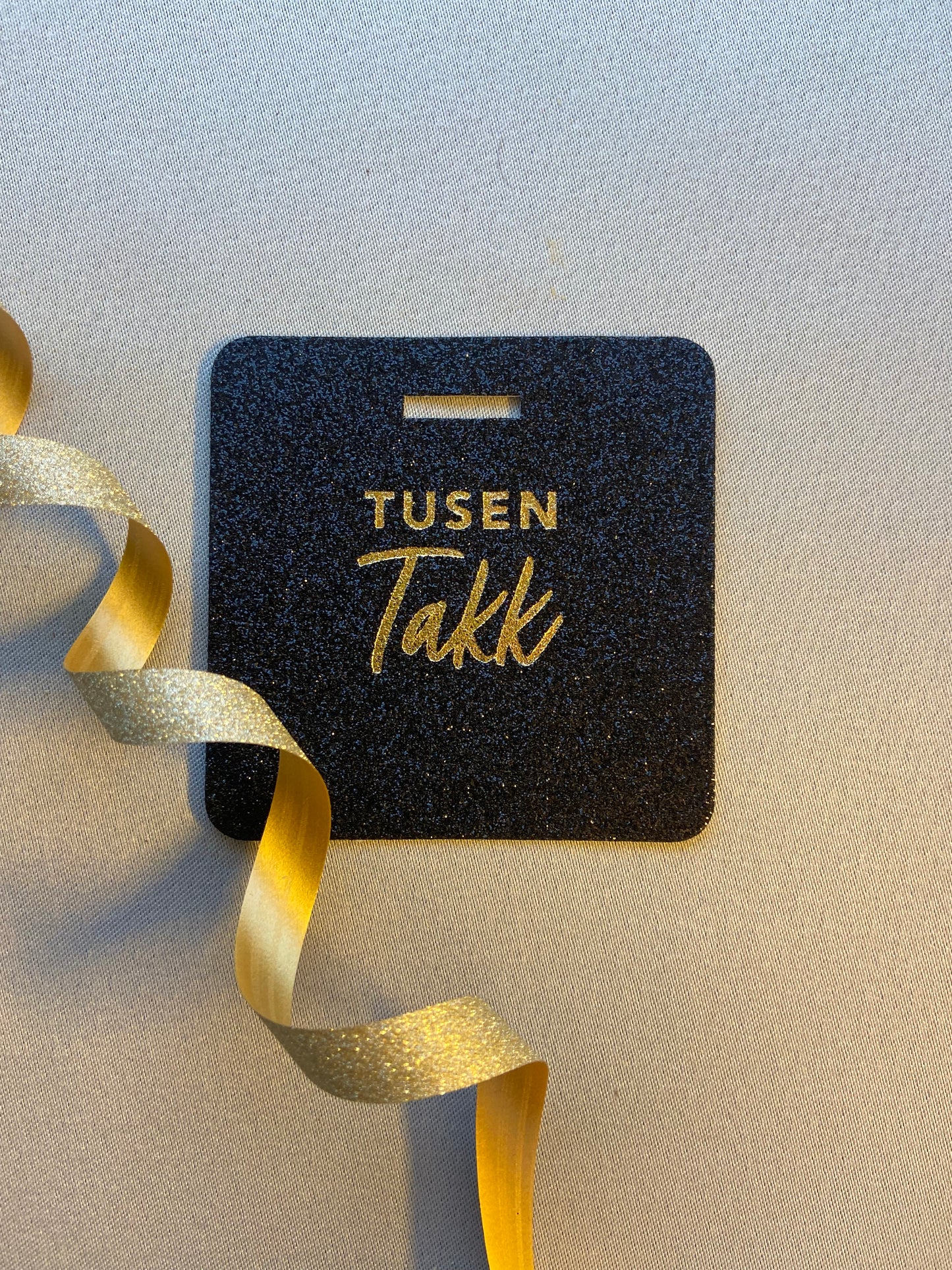 Glittertag "Tusen takk"