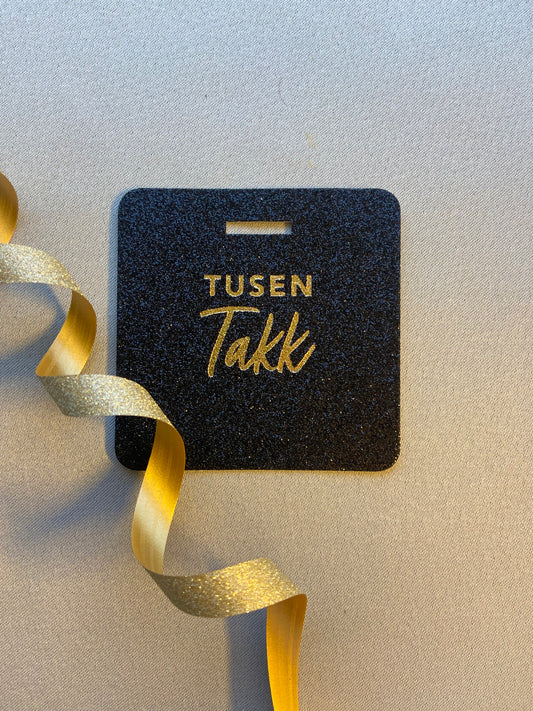 Glittertag "Tusen takk"