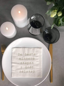 3-lags Hvit serviett med gull tekst - De beste minnene skapes i godt selskap