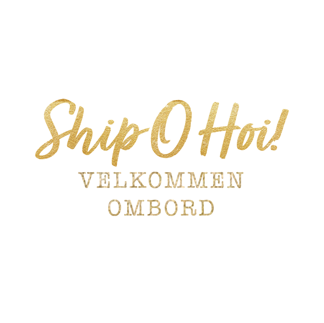 3-lags Hvit serviett med gull tekst - Ship o`hoi
