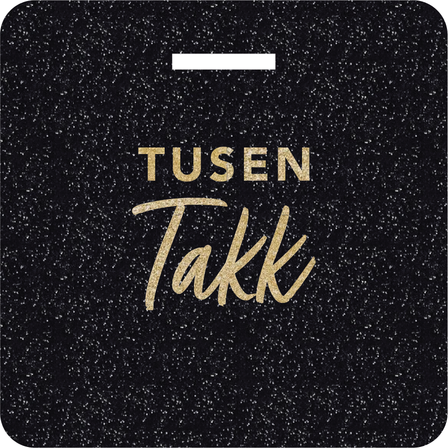 Glittertag "Tusen takk"
