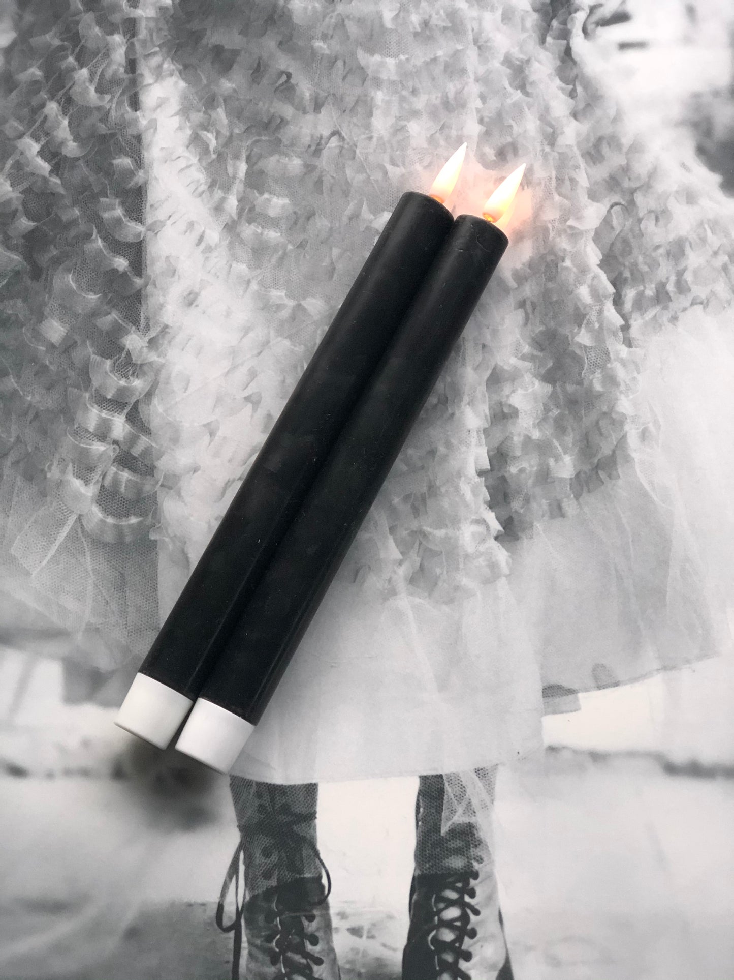 2 stk Naturtro LED-kronelys- Sort