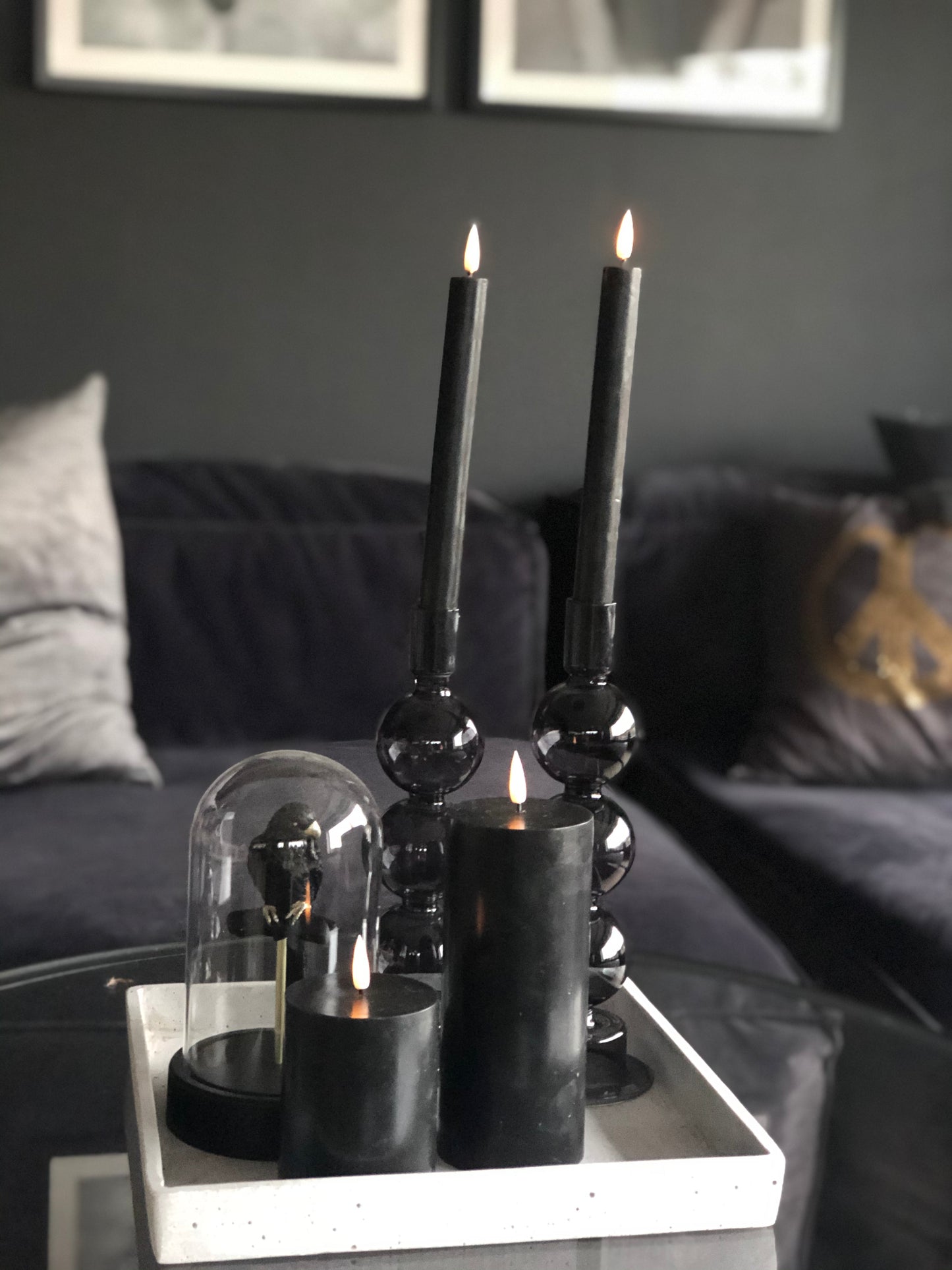 2 stk Naturtro LED-kronelys- Sort