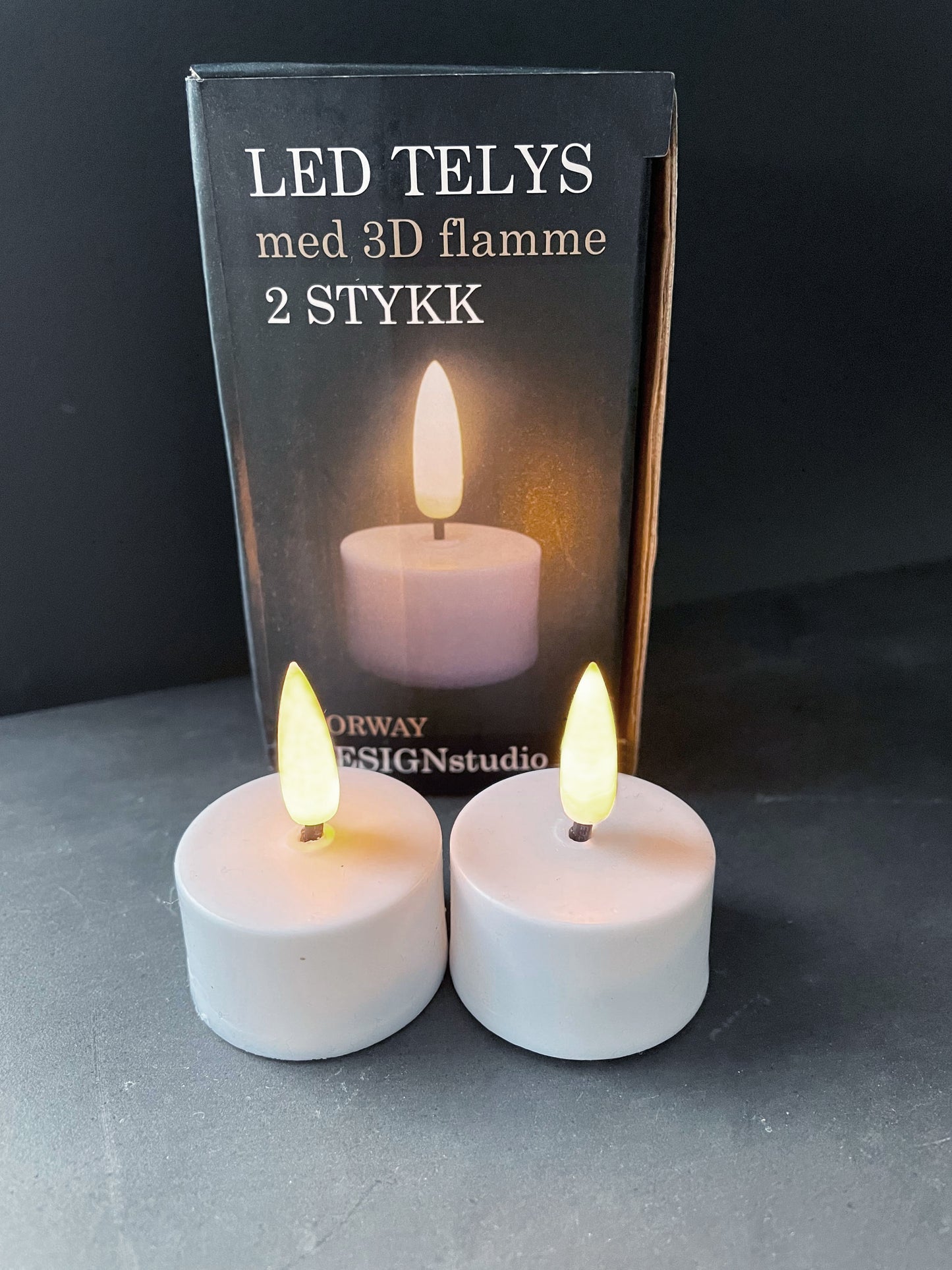 LED Telys med 3D flamme - 2 stk