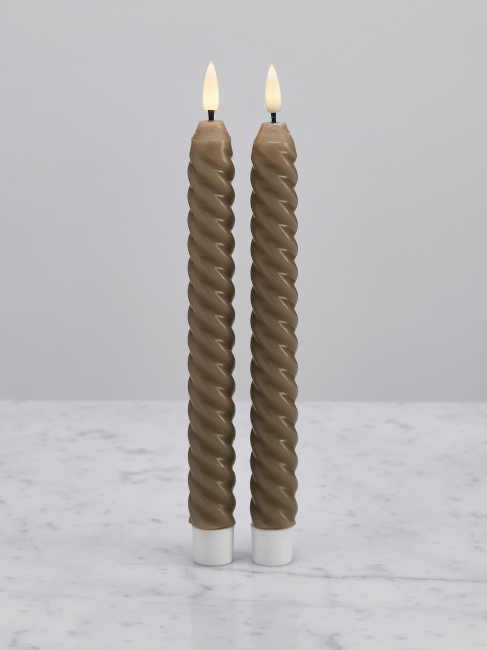 2 stk Naturtro LED twist kronelys- Beige