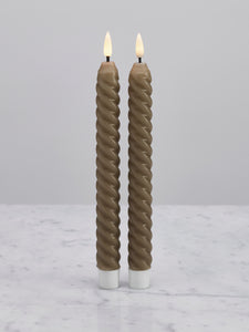 NYHET! 2 stk Naturtro LED twist kronelys- Beige